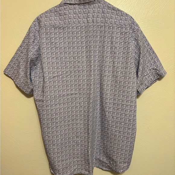 Tailorbyrd Blue Casual Button Down Shirt with Geometric Pattern - Picture 8 of 8